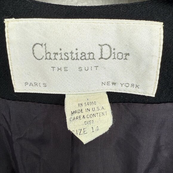 Vintage 80s Christian Dior The Suit Black Wool Double Breasted Blazer | L/XL - Picture 7 of 13